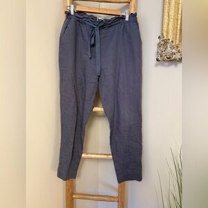 Noa Noa Lisenn Linen Trousers Lined Drawstring Waist Size 38 6-8 Blue